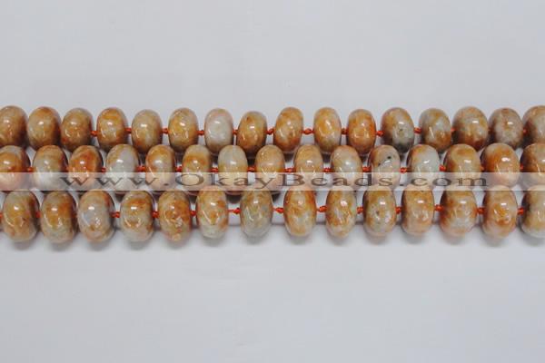 CCA460 15.5 inches 10*16mm rondelle orange calcite gemstone beads