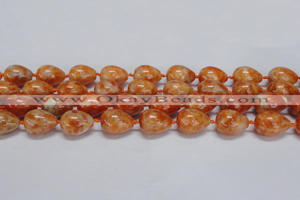 CCA463 15.5 inches 15*20mm teardrop orange calcite gemstone beads