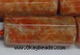 CCA472 15.5 inches 16*40mm faceted tube orange calcite gemstone beads