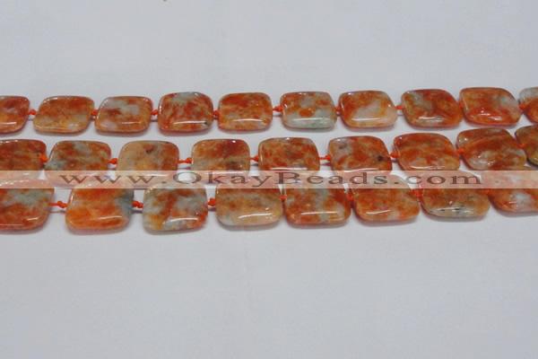 CCA493 15.5 inches 20mm square orange calcite gemstone beads