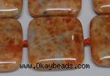 CCA494 15.5 inches 25mm square orange calcite gemstone beads