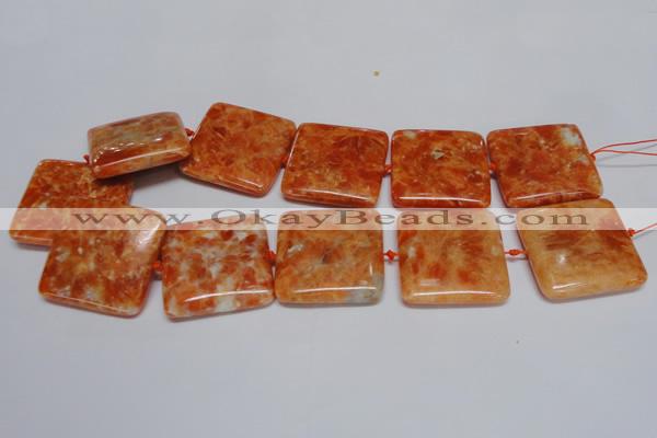 CCA496 15.5 inches 35mm square orange calcite gemstone beads