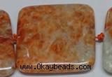 CCA497 15.5 inches 40mm square orange calcite gemstone beads