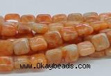 CCA56 15.5 inches 8*8mm square orange calcite gemstone beads