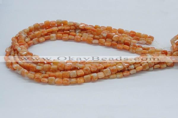 CCA56 15.5 inches 8*8mm square orange calcite gemstone beads