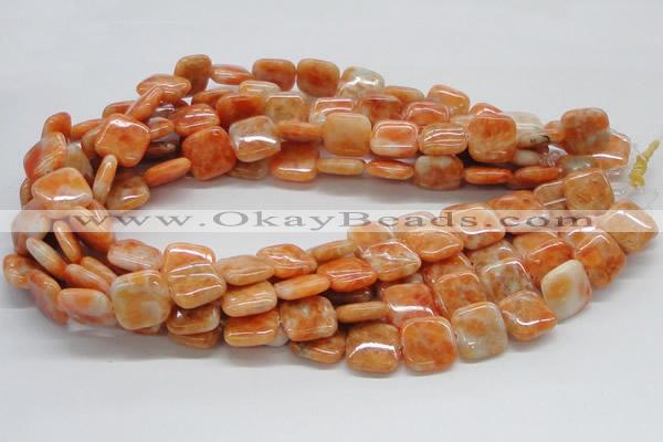 CCA57 15.5 inches 16*16mm square orange calcite gemstone beads