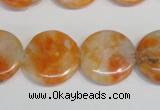 CCA64 15.5 inches 20mm flat round orange calcite gemstone beads