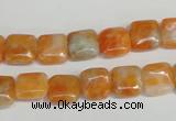 CCA71 15.5 inches 10*10mm square orange calcite gemstone beads