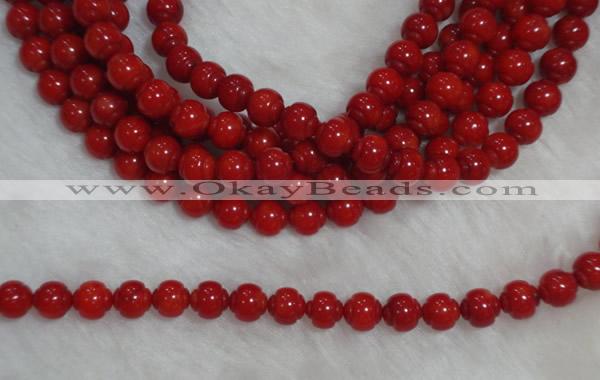 CCB08 15.5 inches 6*7mm lantern shape red coral beads Wholesale