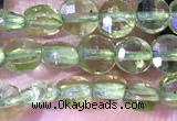 CCB1037 15 inches 4mm faceted coin peridot beads