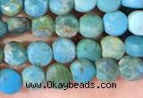 CCB1051 15 inches 4mm faceted coin turquoise beads