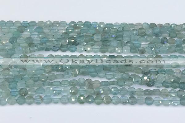 CCB1151 15 inches 4mm faceted coin apatite beads