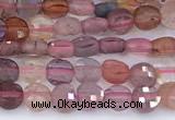 CCB1160 15 inches 4mm faceted coin pink spinel beads