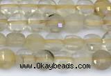 CCB1162 15 inches 4mm faceted coin golden rutilated beads