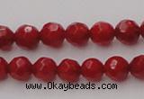 CCB121 15.5 inches 5mm faceted round red coral beads wholesale