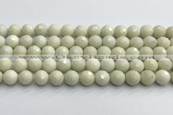 CCB1212 15 inches 10mm faceted round ivory jasper beads