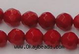 CCB122 15.5 inches 6mm faceted round red coral beads wholesale