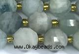 CCB1290 15 inches 9mm - 10mm faceted aquamarine gemstone beads