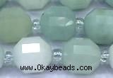 CCB1306 15 inches 9mm - 10mm faceted amazonite beads