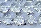 CCB1330 15 inches 8mm faceted coin white crystal beads