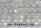 CCB1366 15 inches 4mm faceted coin white moonstone beads