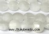 CCB1400 15 inches 6mm faceted coin white moonstone beads