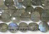 CCB1409 15 inches 6mm faceted coin labradorite beads