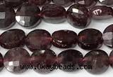 CCB1413 15 inches 6mm faceted coin red garnet beads