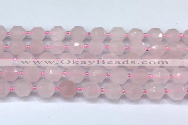 CCB1454 15 inches 9mm - 10mm faceted rose quartz beads