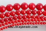 CCB15 5pcs 15.5 inches round shape red coral beads Wholesale