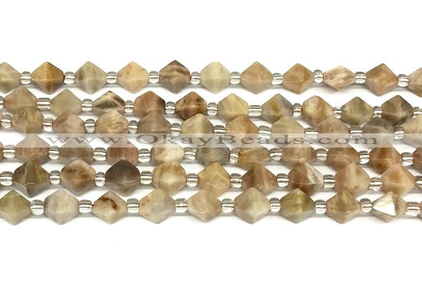 CCB1609 15 inches 10mm faceted sunstone gemstone beads