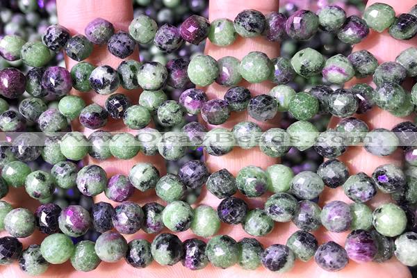 CCB1655 15 inches 6mm faceted teardrop ruby zoisite beads