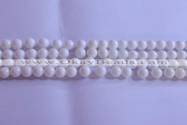 CCB402 15.5 inches 8mm round white tridacna beads wholesale