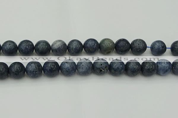 CCB457 15.5 inches 18mm round blue coral beads wholesale