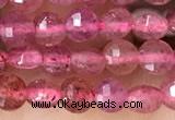 CCB532 15.5 inches 4mm faceted coin strawberry quartz beads