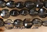 CCB534 15.5 inches 4mm faceted coin smoky quartz beads