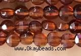 CCB536 15.5 inches 4mm faceted coin orange garnet beads wholesale