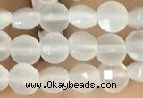 CCB542 15.5 inches 4mm faceted coin white moonstone beads