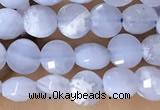 CCB551 15.5 inches 4mm faceted coin blue lace agate beads