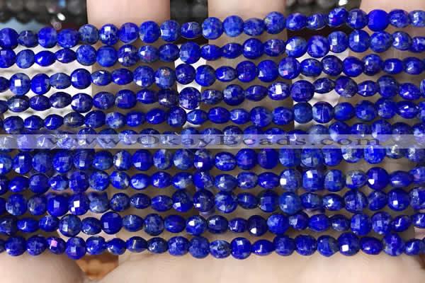 CCB554 15.5 inches 4mm faceted coin lapis lazuli beads wholesale