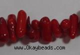 CCB61 15.5 inch 4*11mm irregular branch red coral chip beads