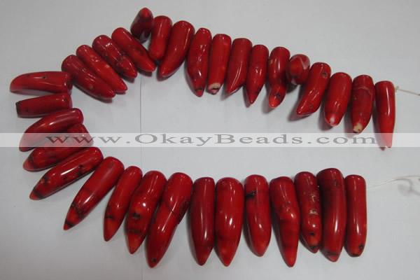 CCB66 16 inches horn shape red coral beads Wholesale