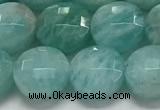 CCB681 15.5 inches 10mm faceted coin amazonite gemstone beads