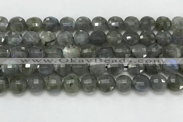 CCB684 15.5 inches 10mm faceted coin labradorite gemstone beads