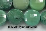 CCB689 15.5 inches 10mm faceted coin grass agate gemstone beads