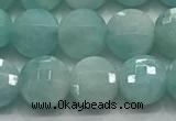 CCB701 15.5 inches 6mm faceted coin amazonite gemstone beads