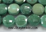 CCB709 15.5 inches 6mm faceted coin grass agate gemstone beads