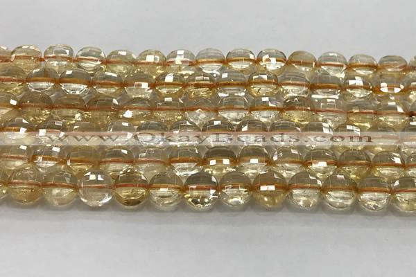 CCB723 15.5 inches 8mm faceted coin citrine gemstone beads