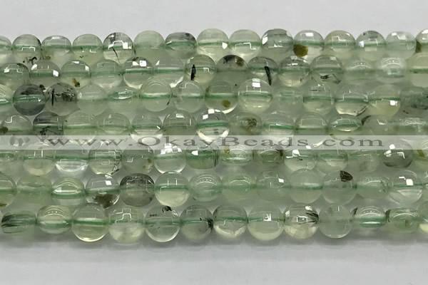 CCB728 15.5 inches 8mm faceted coin prehnite gemstone beads