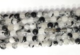 CCB758 15.5 inches 8mm faceted coin black rutilated quartz beads